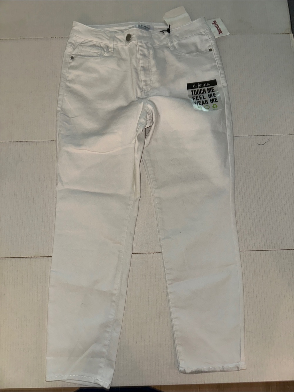 d. jeans Slim White woman’s Jeans with Patch Detail